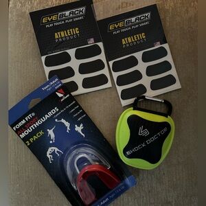 Athletic Accessories Eyeblack Strips, Mouthguard 2 Pack and Case Brand New